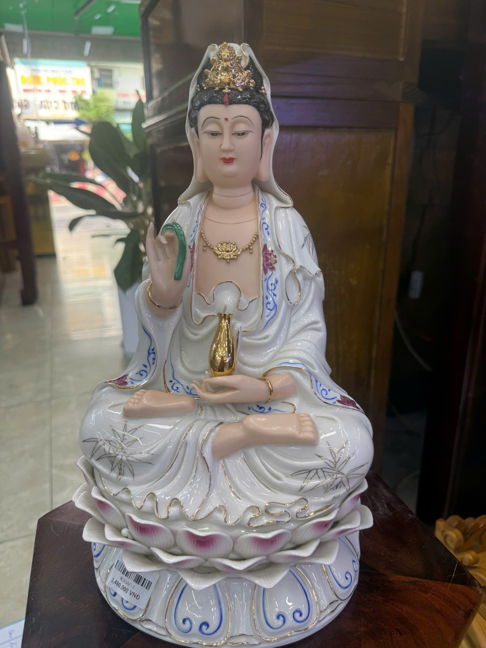 Quan Âm Viền Hồng Men Sứ Cao Cấp