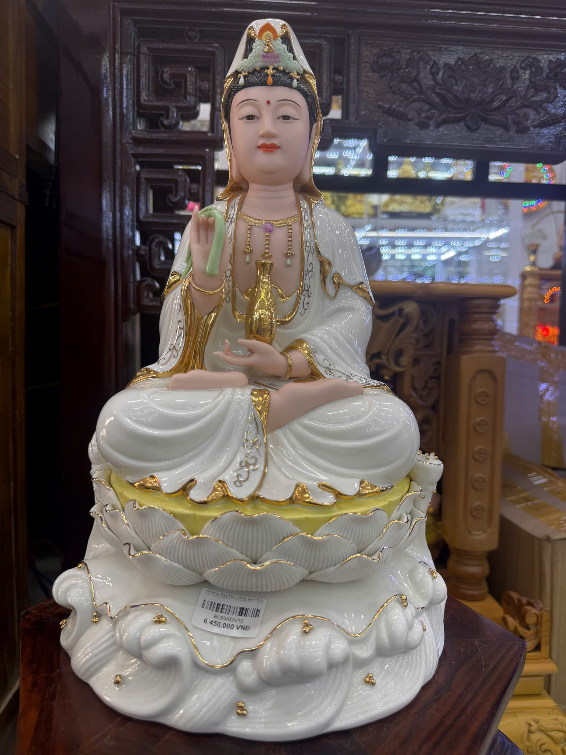 Quan Âm Đóa Hoa Cao Cấp Men Sứ