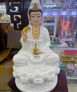 Tượng Phật Quan Thế Âm Bồ Tát Composite Trắng 18 Inch